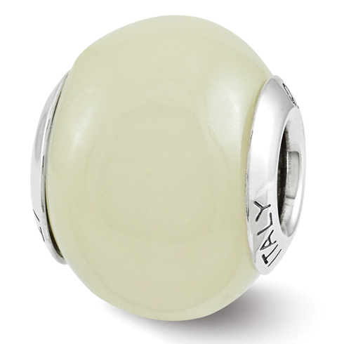 Sterling Silver Reflection White Glow-in-the-Dark Italian Bead