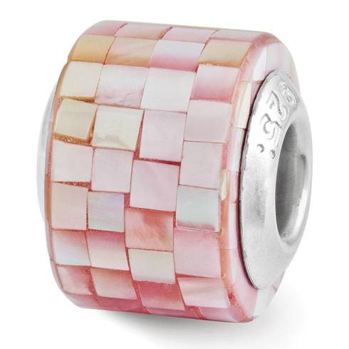 Sterling Silver Reflections Pink Mother of Pearl Mosaic Bead