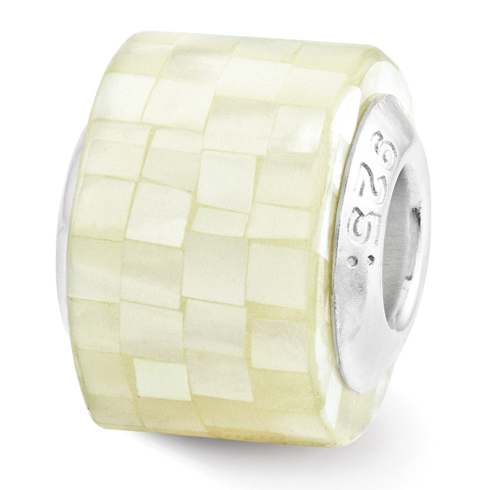 Sterling Silver Reflections White Mother of Pearl Mosaic Bead