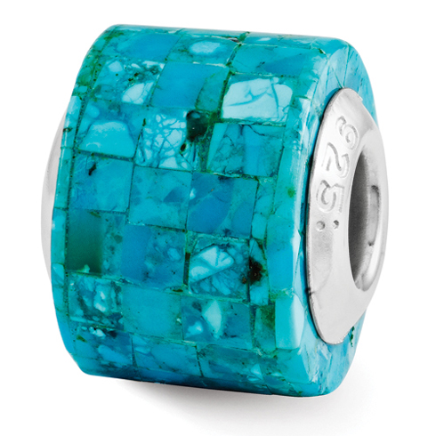 Sterling Silver Reflections Turquoise Mosaic Bead
