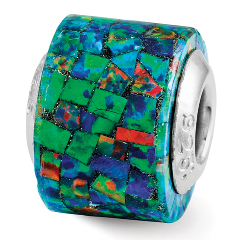 Sterling Silver Reflections Synthetic Opal Mosaic Bead