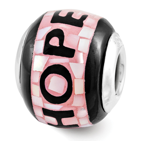 Sterling Silver Reflections Pink Black Hope Mosaic Bead