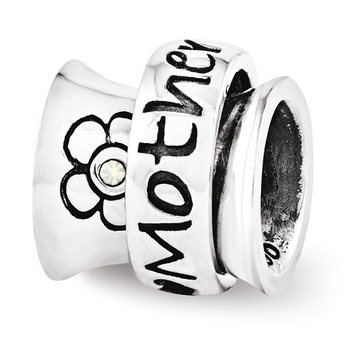 Sterling Silver Reflections Swarovski Mother Spinner Bead