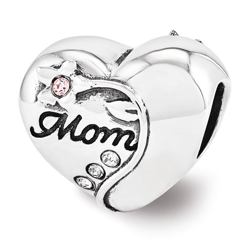 Sterling Silver Reflections Swarovski Mother's Heart Bead