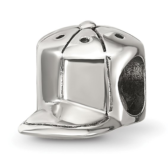 Sterling Silver Reflections Antiqued Baseball Cap Bead