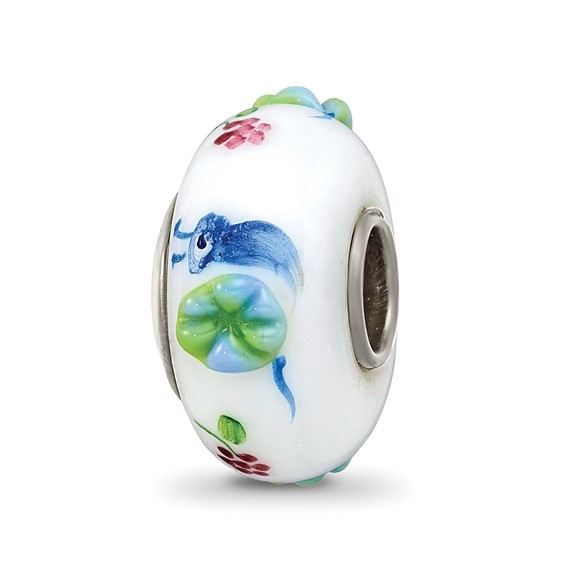 Sterling Silver Reflections Hand Painted Snails and Grapes Glass Bead