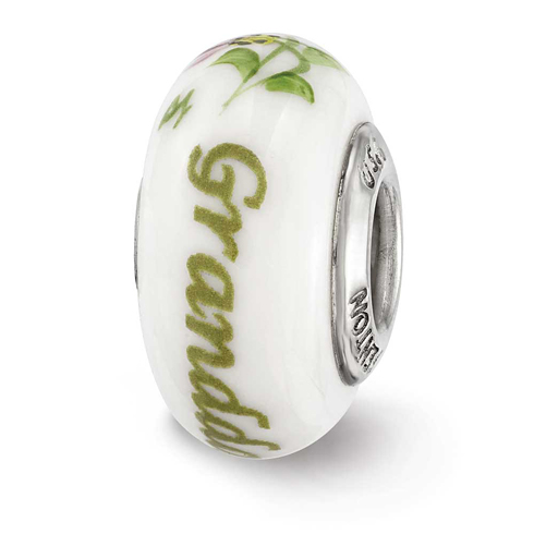 Sterling Silver Reflections Hand Painted Granddaughter Glass Bead