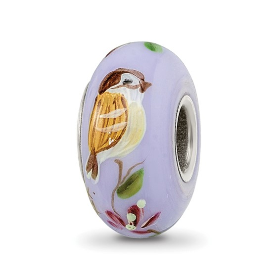 Sterling Silver Reflections Hand Painted Sparrow Glass Bead