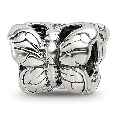 Sterling Silver Reflections Antiqued Butterfly Bead