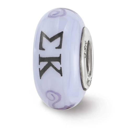Sterling Silver Reflections Purple Hand Painted Sigma Kappa Glass Bead