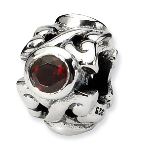 Sterling Silver Reflections Red CZ Bead