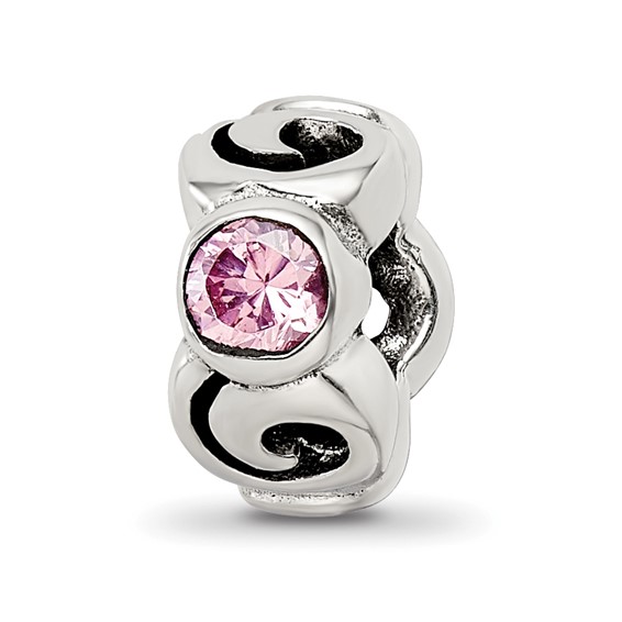 Sterling Silver Reflections Pink CZ Spiral Bead