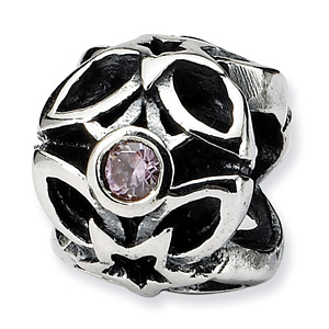 Sterling Silver Reflections Pink CZ Star Bead
