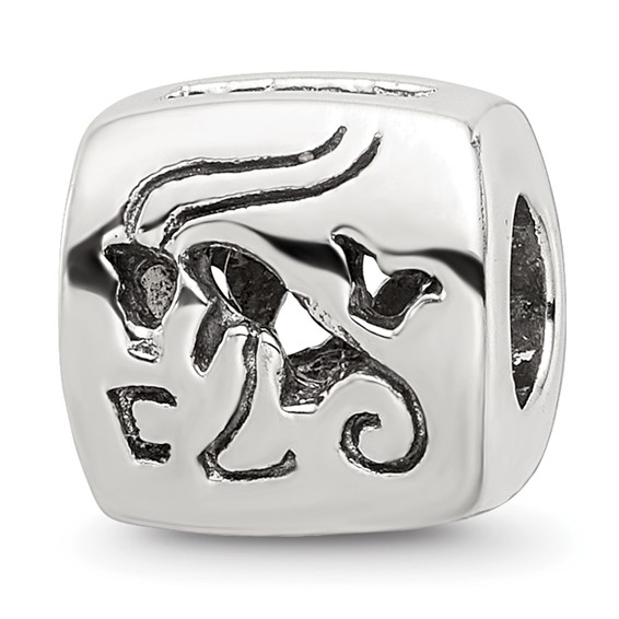 Sterling Silver Reflections Capricorn Zodiac Antiqued Bead