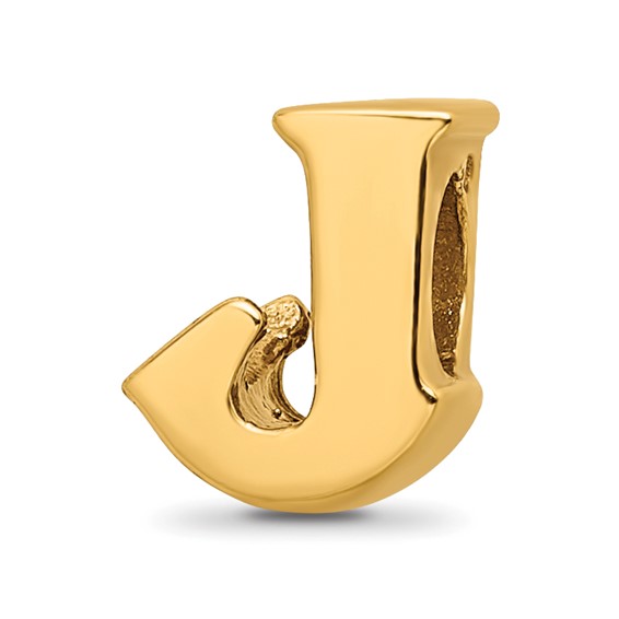 Sterling Silver Gold-plated Reflections Letter J Bead