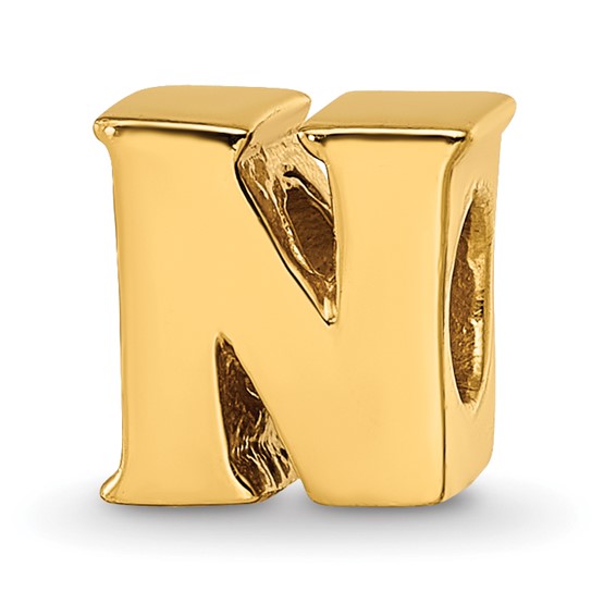 Sterling Silver Gold-plated Reflections Letter N Bead