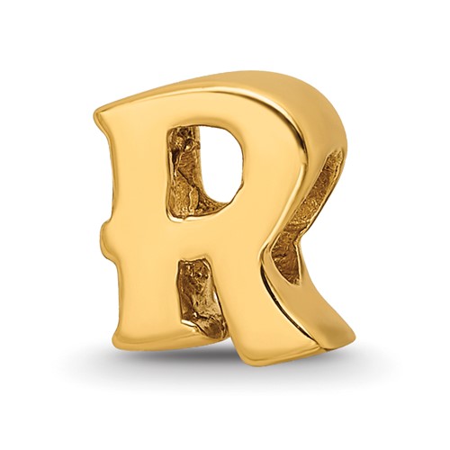 Sterling Silver Gold-plated Reflections Letter R Bead
