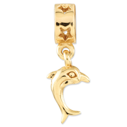 Sterling Silver Gold-plated Dolphin Dangle Bead