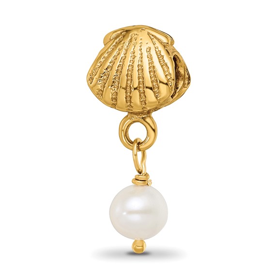 Sterling Silver Gold-plated Reflections Shell and Pearl Dangle Bead