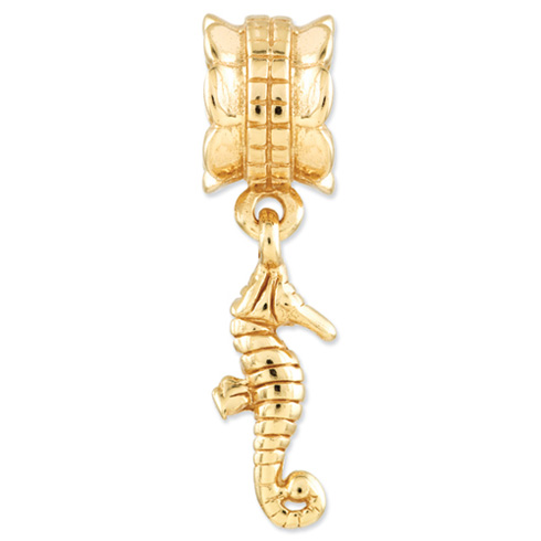 Sterling Silver Gold-plated Reflections Seahorse Dangle Bead