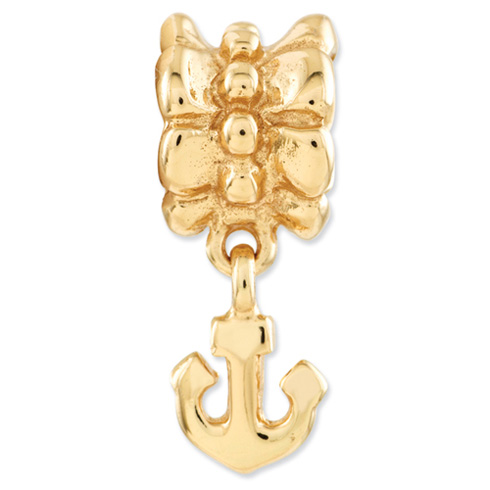 Sterling Silver Gold-plated Reflections Anchor Dangle Bead