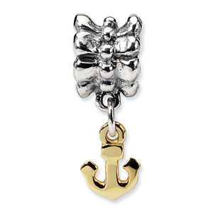 Sterling Silver & 14k Reflections Anchor Dangle Bead