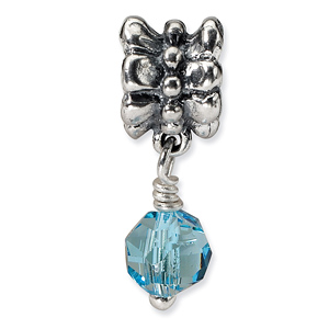 Sterling Silver Reflections Blue Swarovski Crystal Dangle Bead