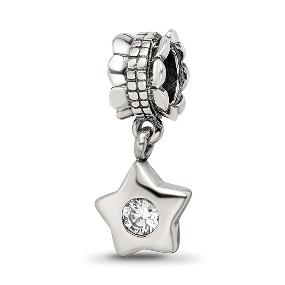 Sterling Silver Reflections CZ Star Dangle Bead