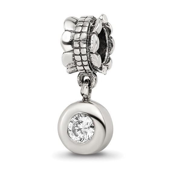 Sterling Silver Reflections CZ Round Dangle Bead