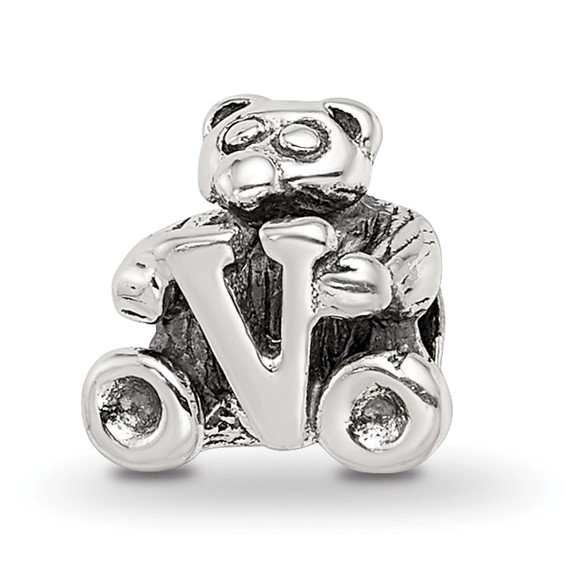 Sterling Silver Reflections Kids Letter V Bead