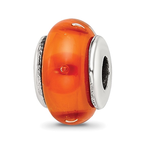 Sterling Silver Reflections Kids Orange Hand-blown Glass Bead