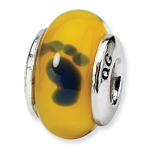 Sterling Silver Reflections Kids Yellow Foot Glass Bead