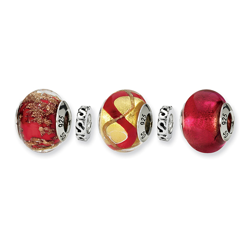 Sterling Silver Reflections Red Hot Mama Boxed Bead Set