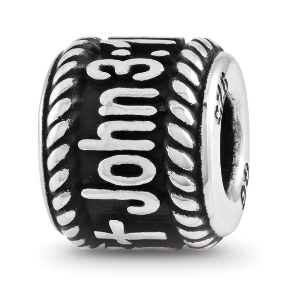 Sterling Silver Reflections Name Bead with Rope Border and Cross