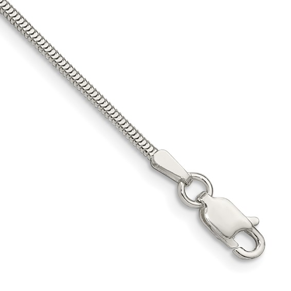 8in Flat Snake Chain Bracelet 1.5mm - Sterling Silver