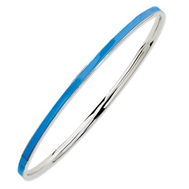 Sterling Silver Stackable Expressions Blue Enamel Bangle