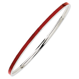 Sterling Silver Stackable Expressions Red Enamel Bangle