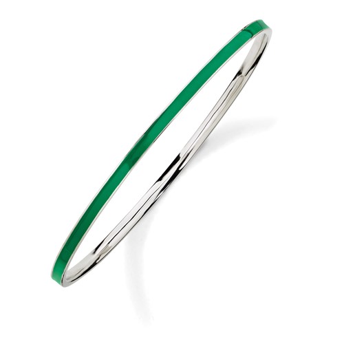 Sterling Silver Stackable Expressions Green Enamel Bangle