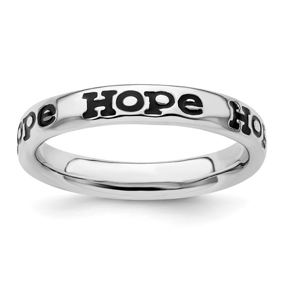Sterling Silver Stackable Expressions Enameled Hope Ring