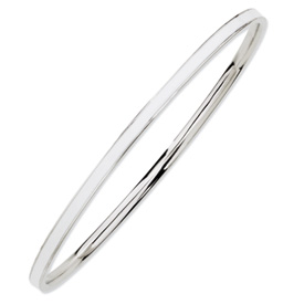 Sterling Silver Stackable Expressions White Enamel Bangle