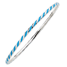 Sterling Silver Stackable Expressions Twisted Blue Enamel Bangle