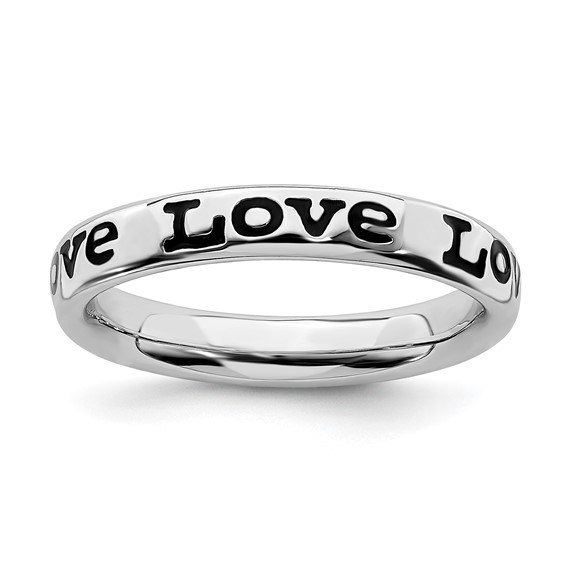 Sterling Silver Stackable Expressions Enameled Love Ring
