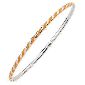 Sterling Silver Stackable Twisted Orange Enamel Bangle