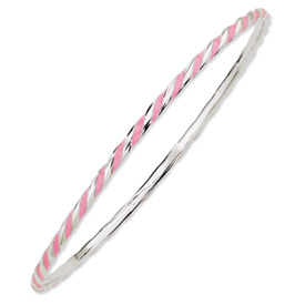 Sterling Silver Stackable Expressions Rippled Pink Enamel Bangle