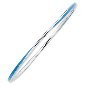 Sterling Silver Stackable Loose Twist Blue Enamel Bangle