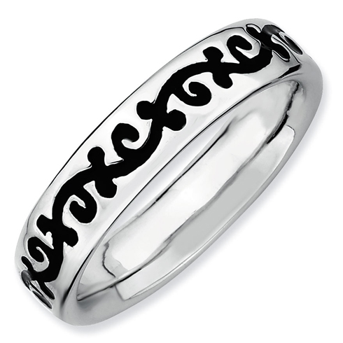 Sterling Silver Stackable Expressions Enameled Scroll Ring