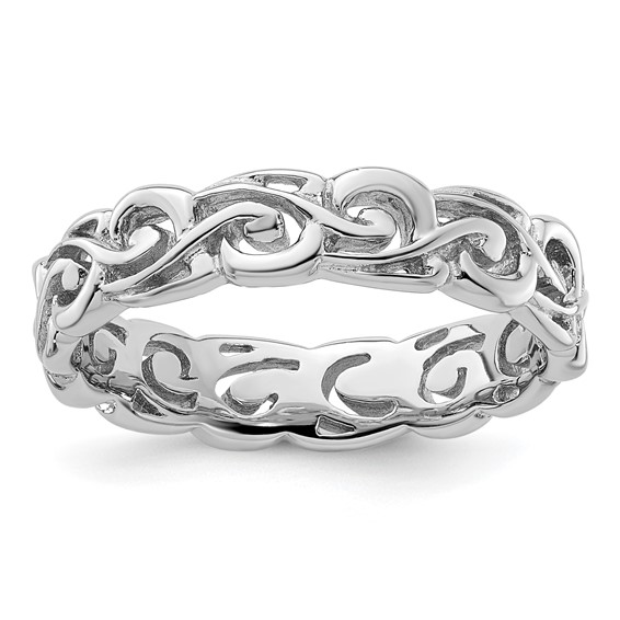 Sterling Silver Stackable Expressions Patterned Scroll Ring