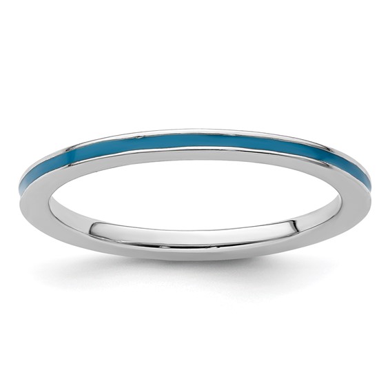 Sterling Silver Stackable Expressions Blue Enameled 1.5mm Ring