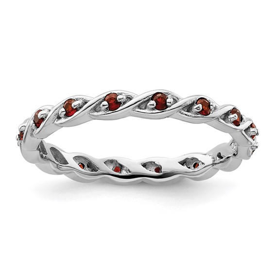 Sterling Silver 1/3 ct Garnet Eternity Ring