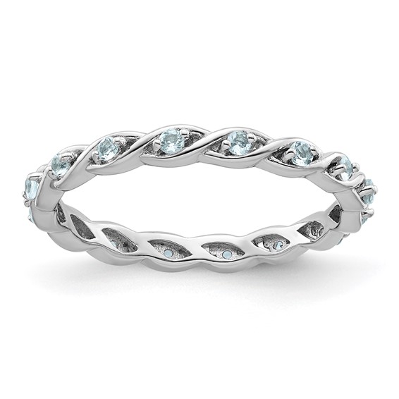 Sterling Silver 1/5 ct Aquamarine Eternity Ring